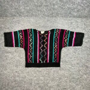 Collectibles Vintage Multi Color Geometric Striped Short Sleeve Sweater Large